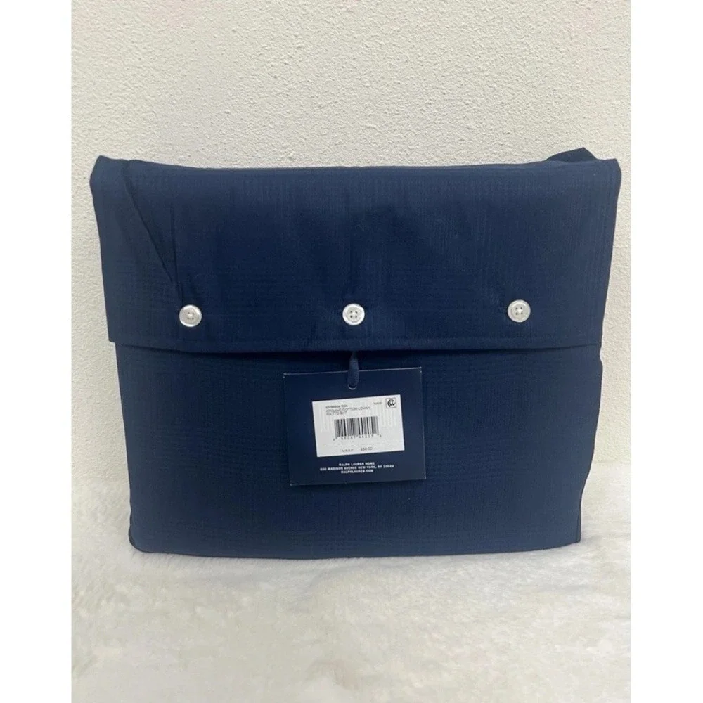 Ralph Lauren Organic Cotton Lovan Jacquard Navy King Extra Deep Fitted Sheet‎